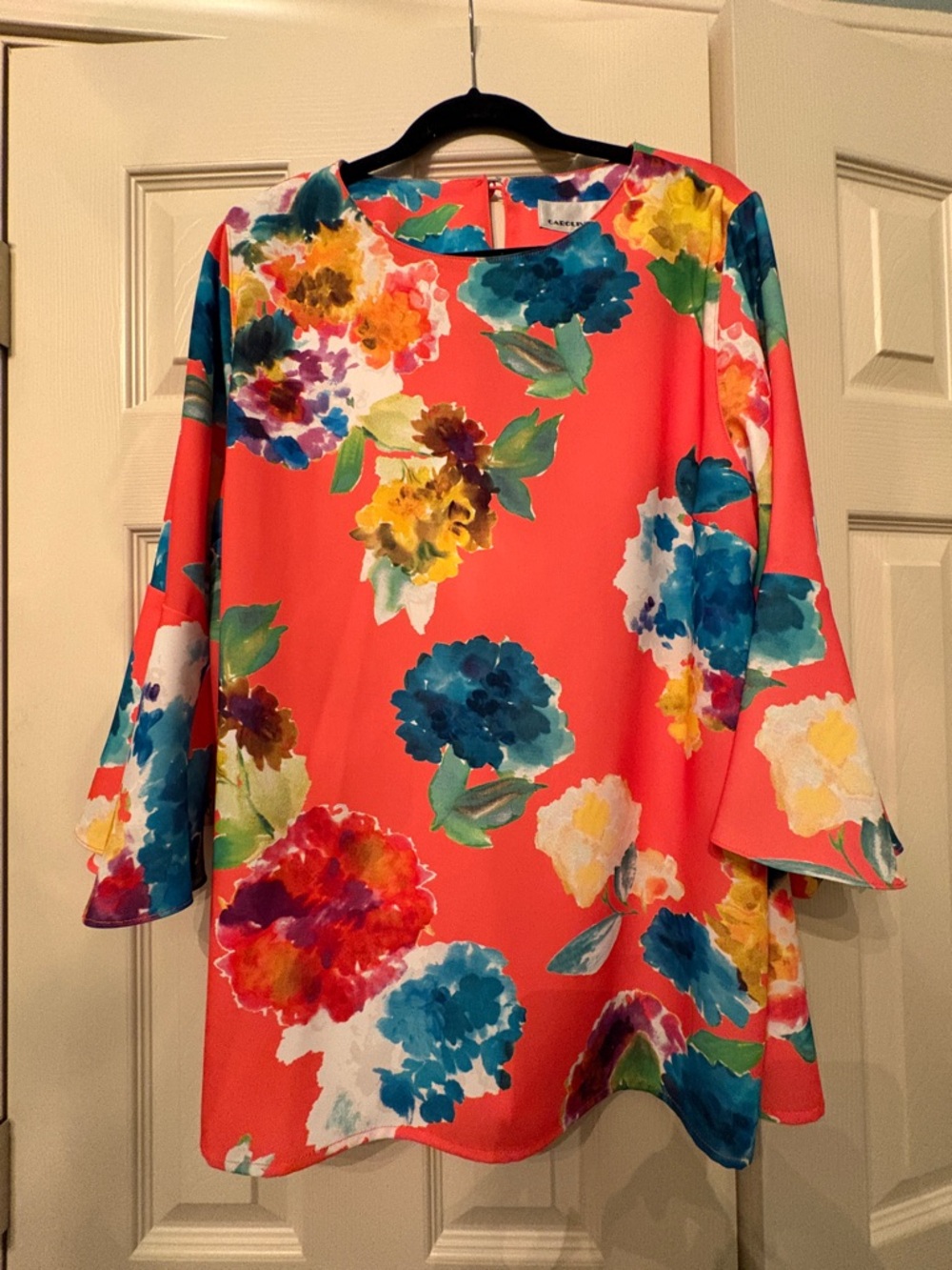 Bright Coral Floral Blouse by